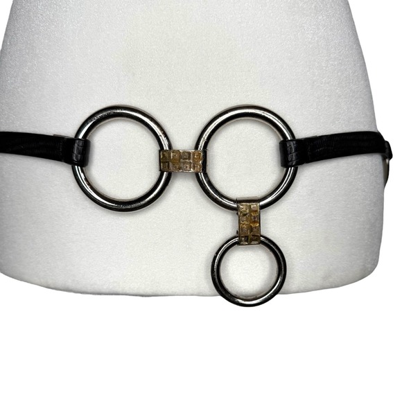 Vintage Simon Belt Leather Silver Ring Avant Garde Equestrian M‎ Adjustable Rare main image 5
